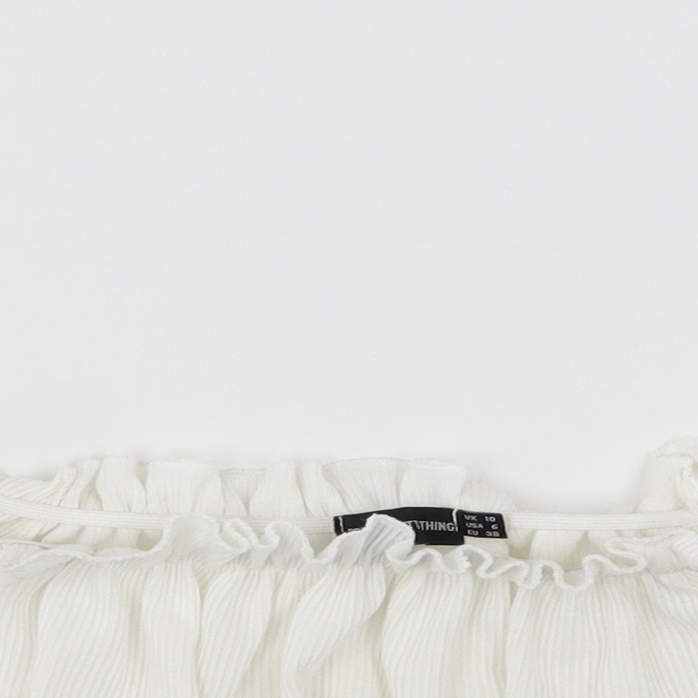 PRETTYLITTLETHING Womens White  Jersey Cropped T-Shirt Size 10