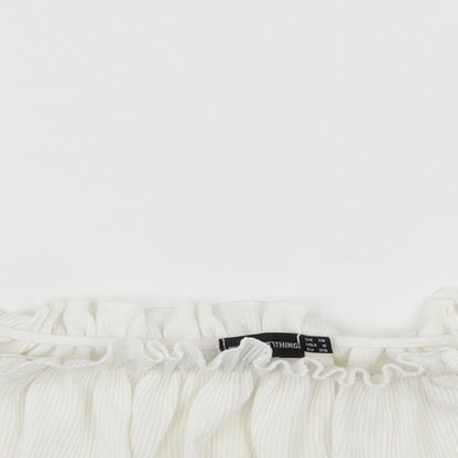 PRETTYLITTLETHING Womens White  Jersey Cropped T-Shirt Size 10