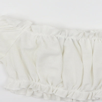 PRETTYLITTLETHING Womens White  Jersey Cropped T-Shirt Size 10