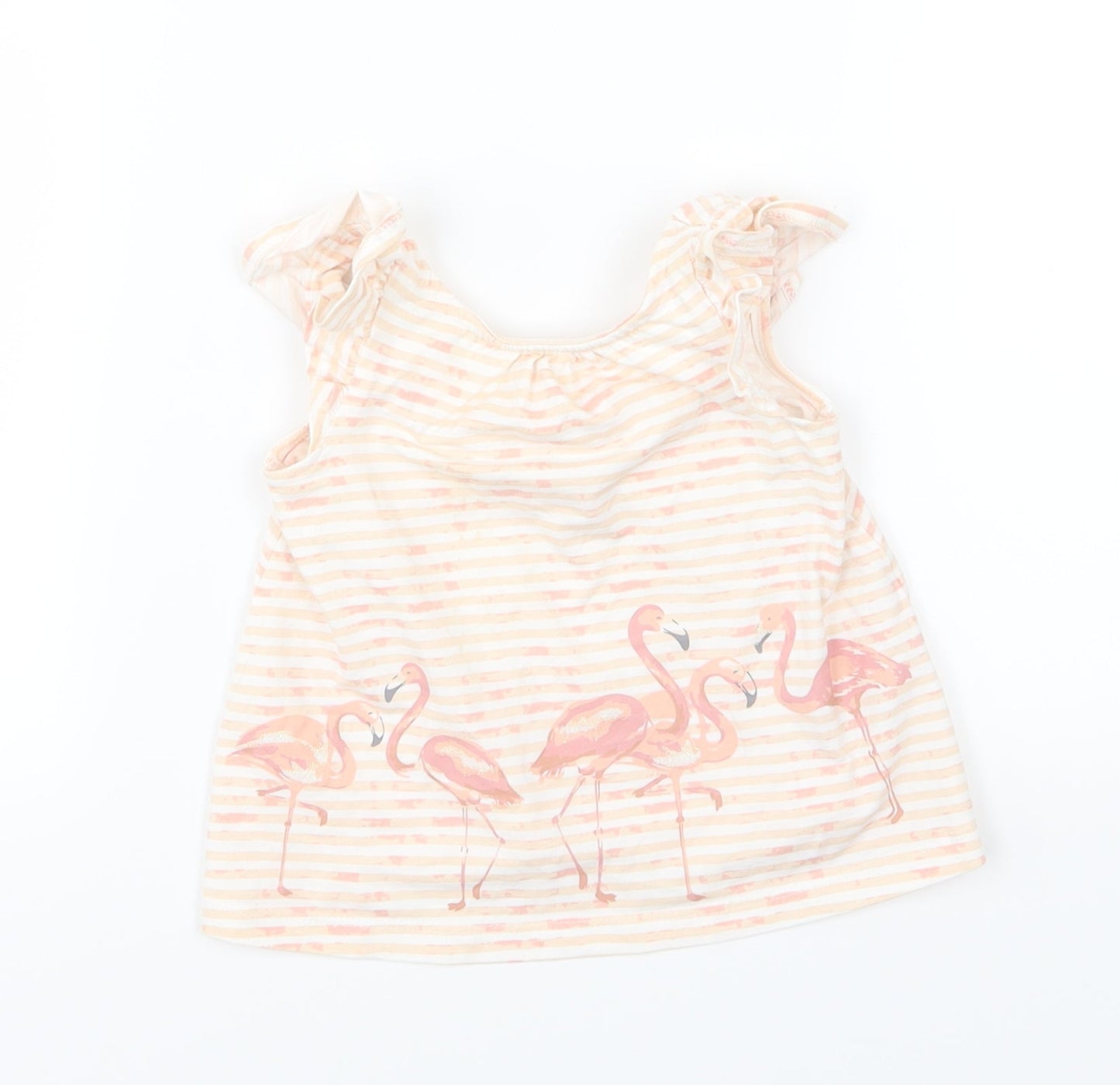 Savanah Girls Pink Striped Jersey Basic T-Shirt Size 9-12 Months  - Flamingo