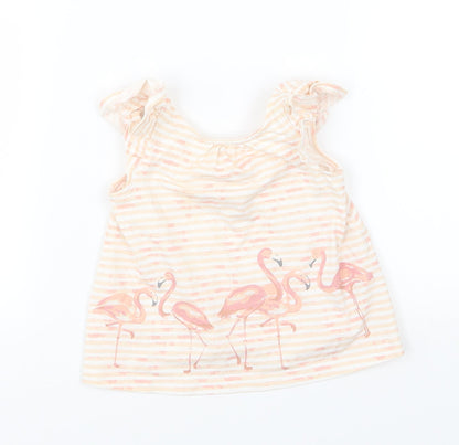 Savanah Girls Pink Striped Jersey Basic T-Shirt Size 9-12 Months  - Flamingo