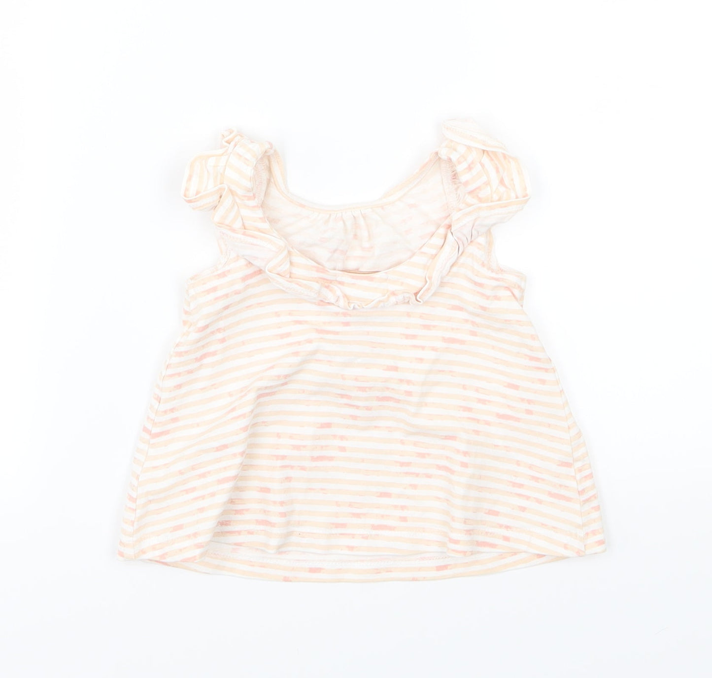 Savanah Girls Pink Striped Jersey Basic T-Shirt Size 9-12 Months  - Flamingo