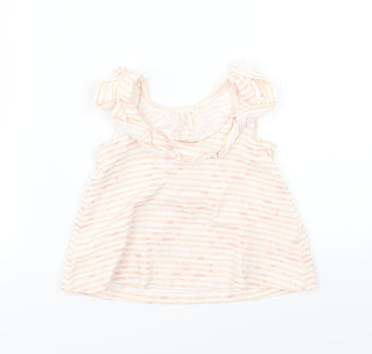 Savanah Girls Pink Striped Jersey Basic T-Shirt Size 9-12 Months  - Flamingo