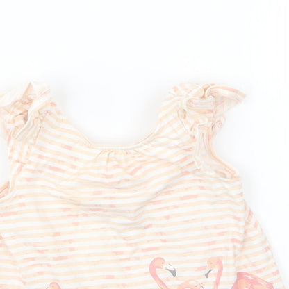 Savanah Girls Pink Striped Jersey Basic T-Shirt Size 9-12 Months  - Flamingo