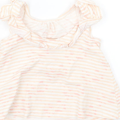 Savanah Girls Pink Striped Jersey Basic T-Shirt Size 9-12 Months  - Flamingo