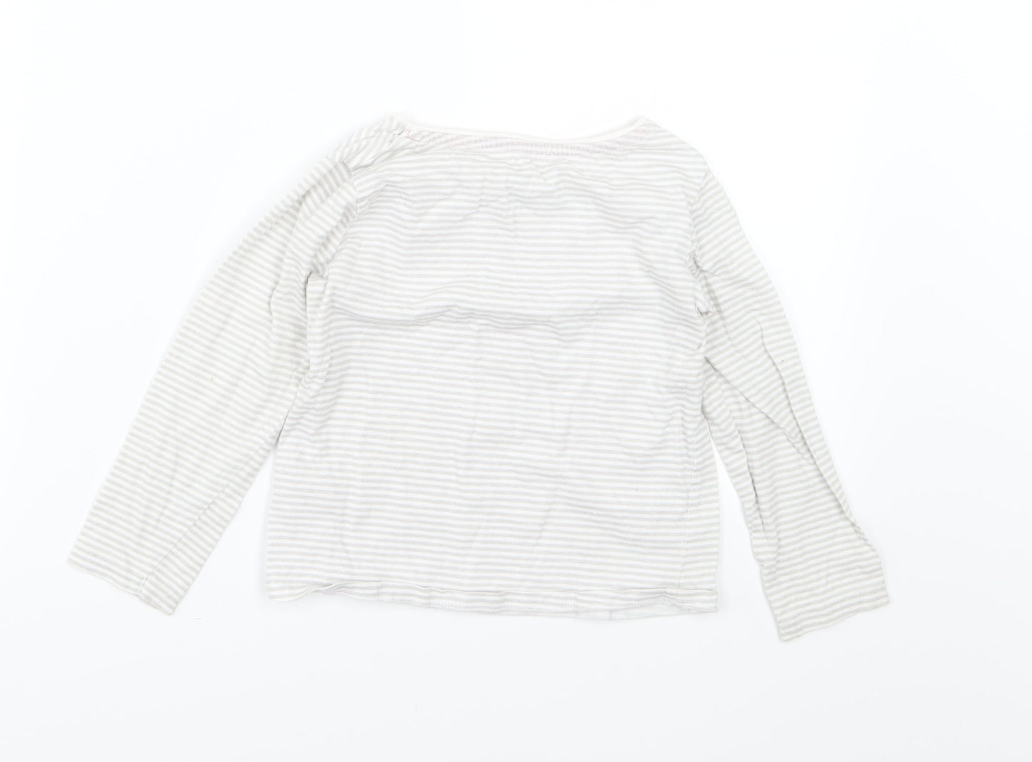 Primark Girls Grey Striped Jersey Basic T-Shirt Size 4-5 Years  - Super