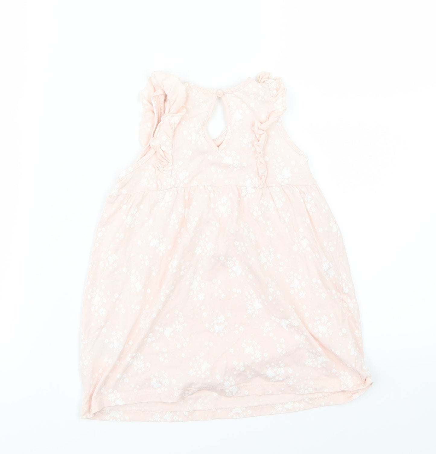 H&M Girls Pink Floral Jersey Basic Tank Size 12-18 Months