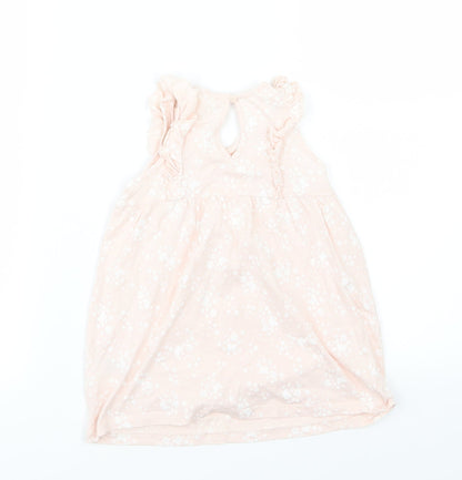 H&M Girls Pink Floral Jersey Basic Tank Size 12-18 Months