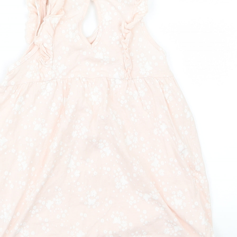 H&M Girls Pink Floral Jersey Basic Tank Size 12-18 Months