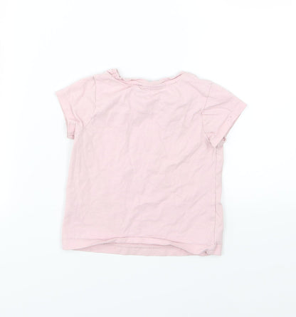 George Girls Pink  Jersey Basic T-Shirt Size 2-3 Years  - Happy