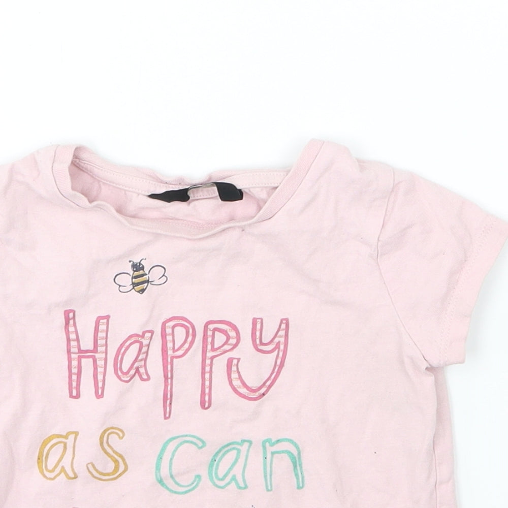 George Girls Pink  Jersey Basic T-Shirt Size 2-3 Years  - Happy