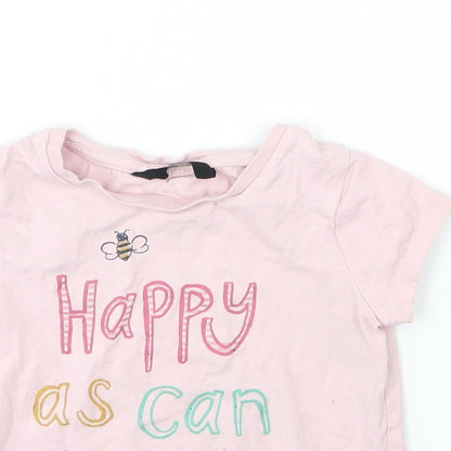 George Girls Pink  Jersey Basic T-Shirt Size 2-3 Years  - Happy