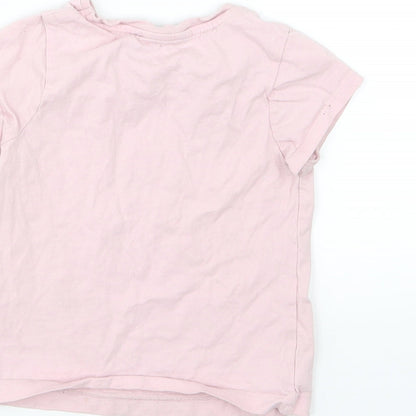 George Girls Pink  Jersey Basic T-Shirt Size 2-3 Years  - Happy