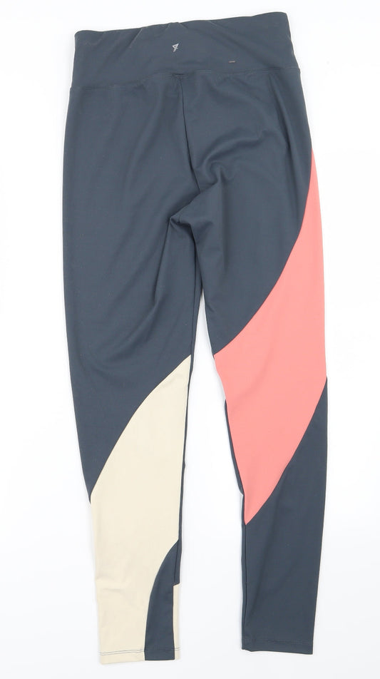 Workout Womens Grey Colourblock  Compression Leggings Size M L27 in