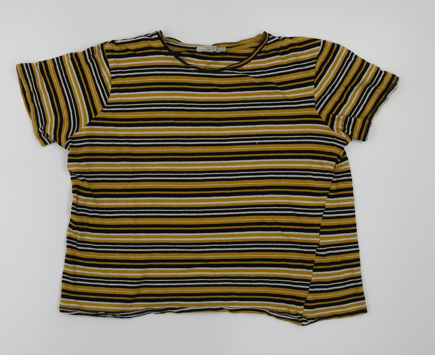 Womens UK Size S Zara Yellow Basic T-Shirt