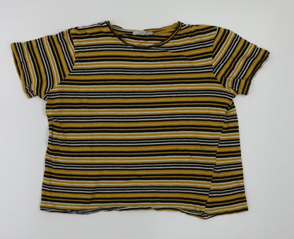 Womens UK Size S Zara Yellow Basic T-Shirt