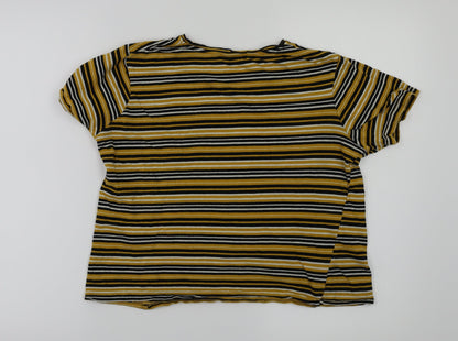 Womens UK Size S Zara Yellow Basic T-Shirt