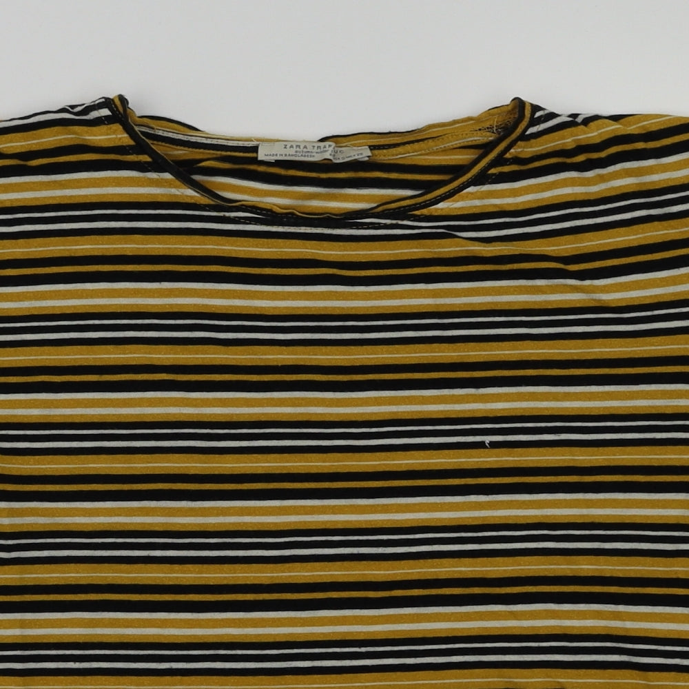 Womens UK Size S Zara Yellow Basic T-Shirt