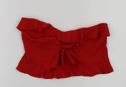 Womens UK Size 12 Boohoo Red Basic T-Shirt