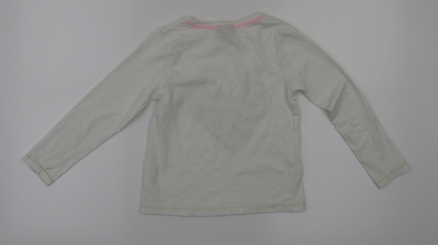 I love girls wear Girls White Houndstooth  Pullover T-Shirt Size 7 Years