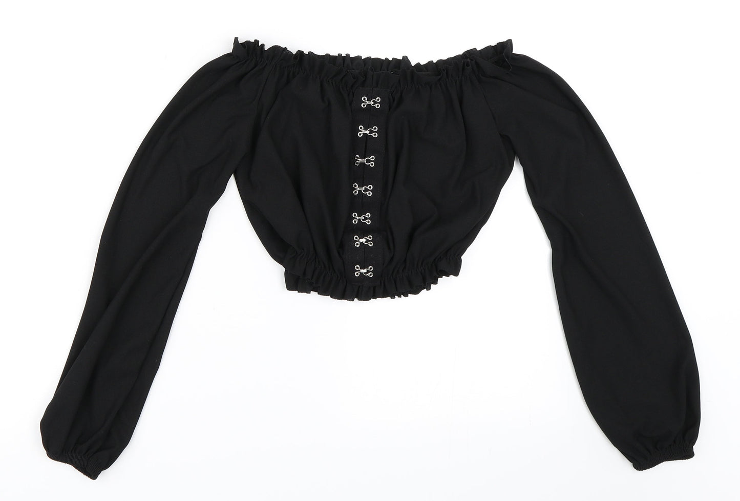 PRETTYLITTLETHING Womens Black   Cropped Blouse Size 6