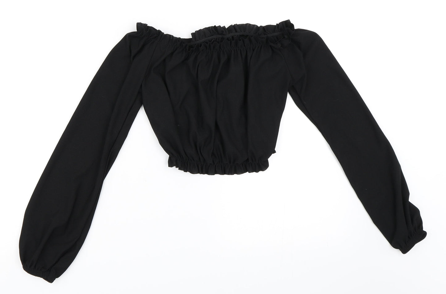 PRETTYLITTLETHING Womens Black   Cropped Blouse Size 6