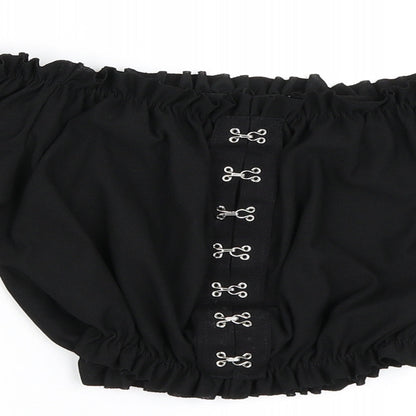 PRETTYLITTLETHING Womens Black   Cropped Blouse Size 6