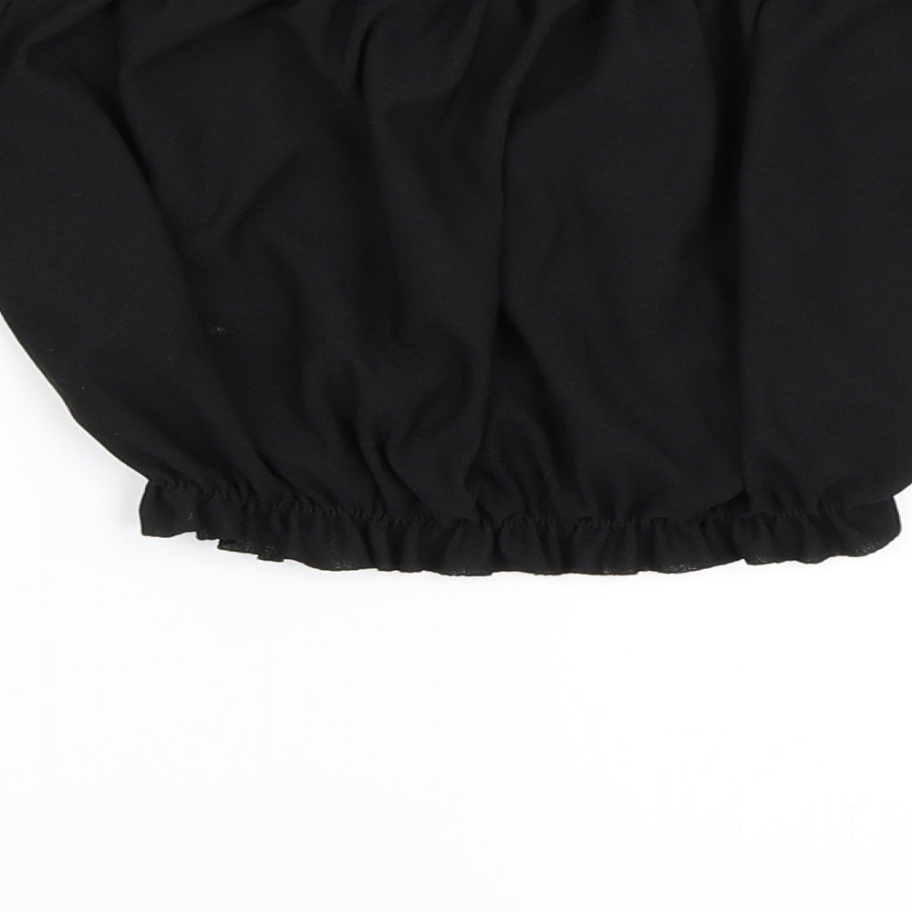 PRETTYLITTLETHING Womens Black   Cropped Blouse Size 6