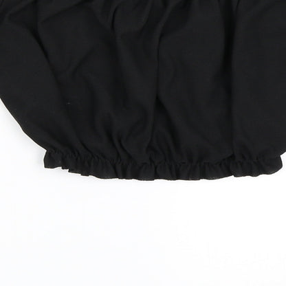 PRETTYLITTLETHING Womens Black   Cropped Blouse Size 6