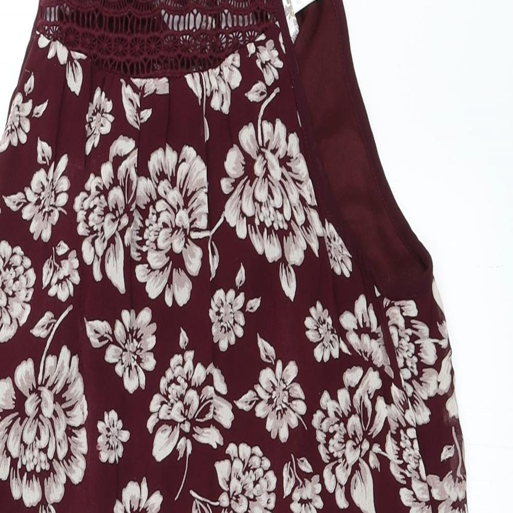 Band of Gypsies Womens Red Floral  Trapeze & Swing  Size M