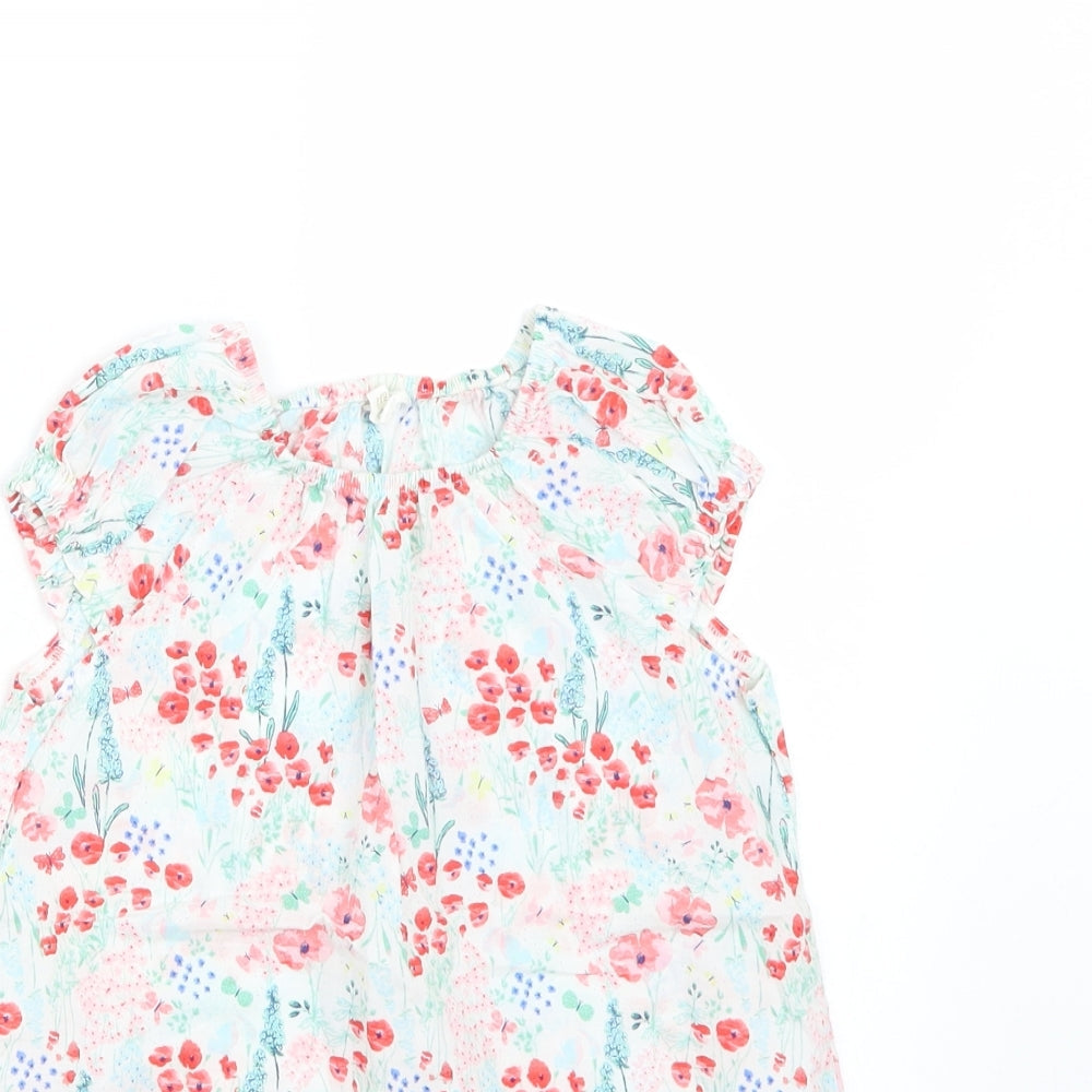 H&M Girls White Floral  Basic T-Shirt Size 2 Years