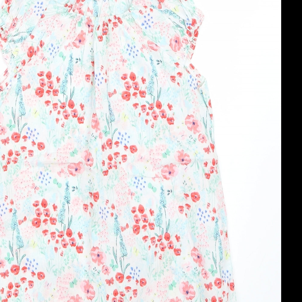 H&M Girls White Floral  Basic T-Shirt Size 2 Years