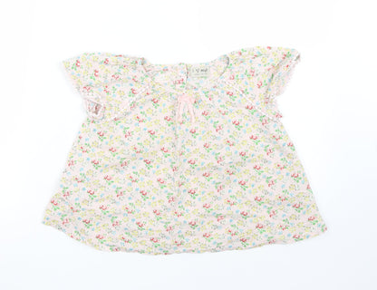 NEXT Girls Beige Floral  Basic T-Shirt Size 3-4 Years