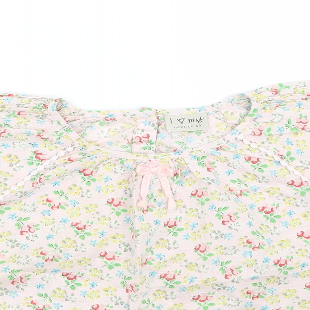 NEXT Girls Beige Floral  Basic T-Shirt Size 3-4 Years