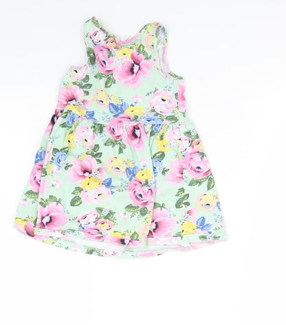 H&M Girls Green Floral  A-Line  Size 3 Years