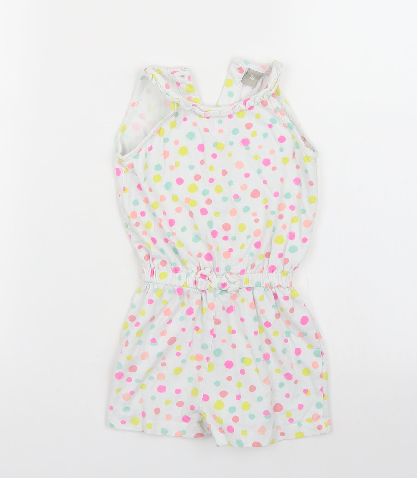 TU Girls White Polka Dot  Playsuit One-Piece Size 3-4 Years