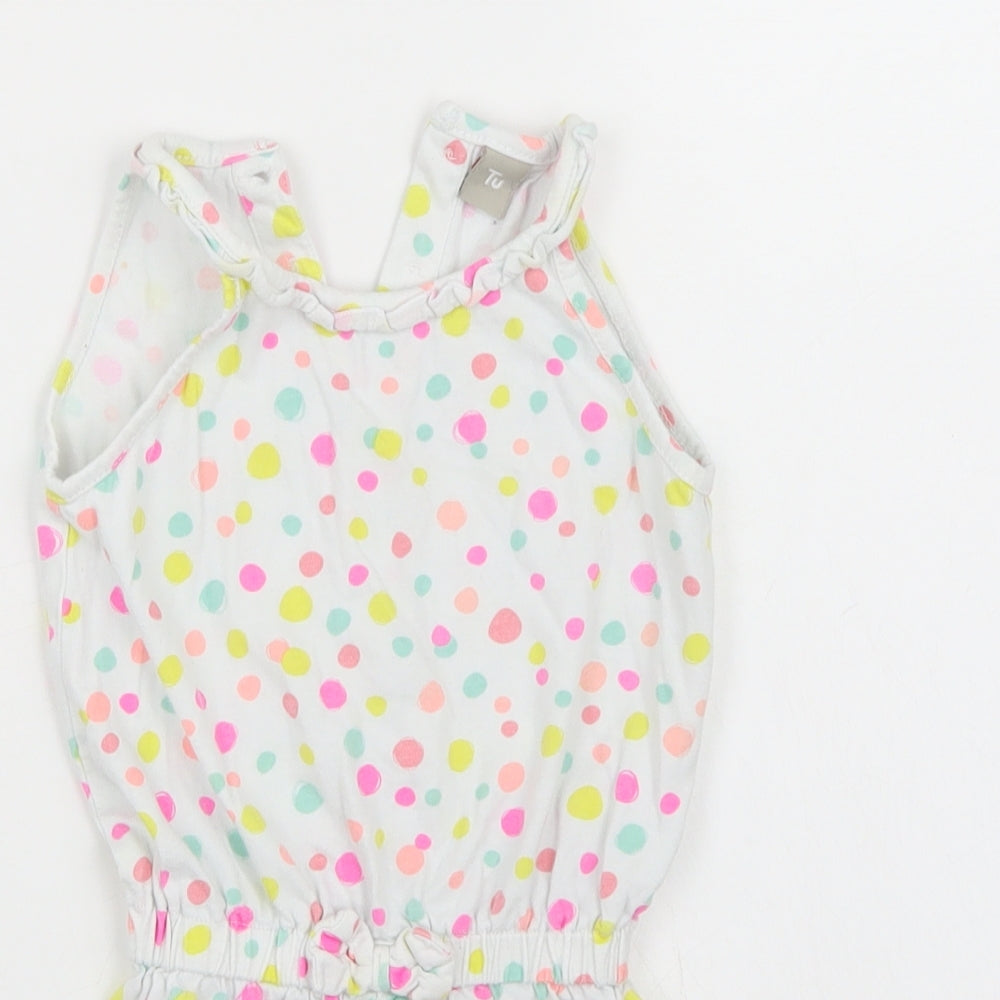 TU Girls White Polka Dot  Playsuit One-Piece Size 3-4 Years