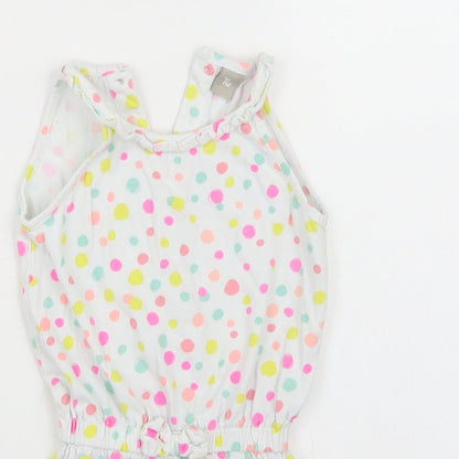 TU Girls White Polka Dot  Playsuit One-Piece Size 3-4 Years