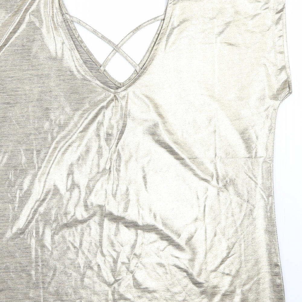 Peacocks Womens Gold   Basic T-Shirt Size 18