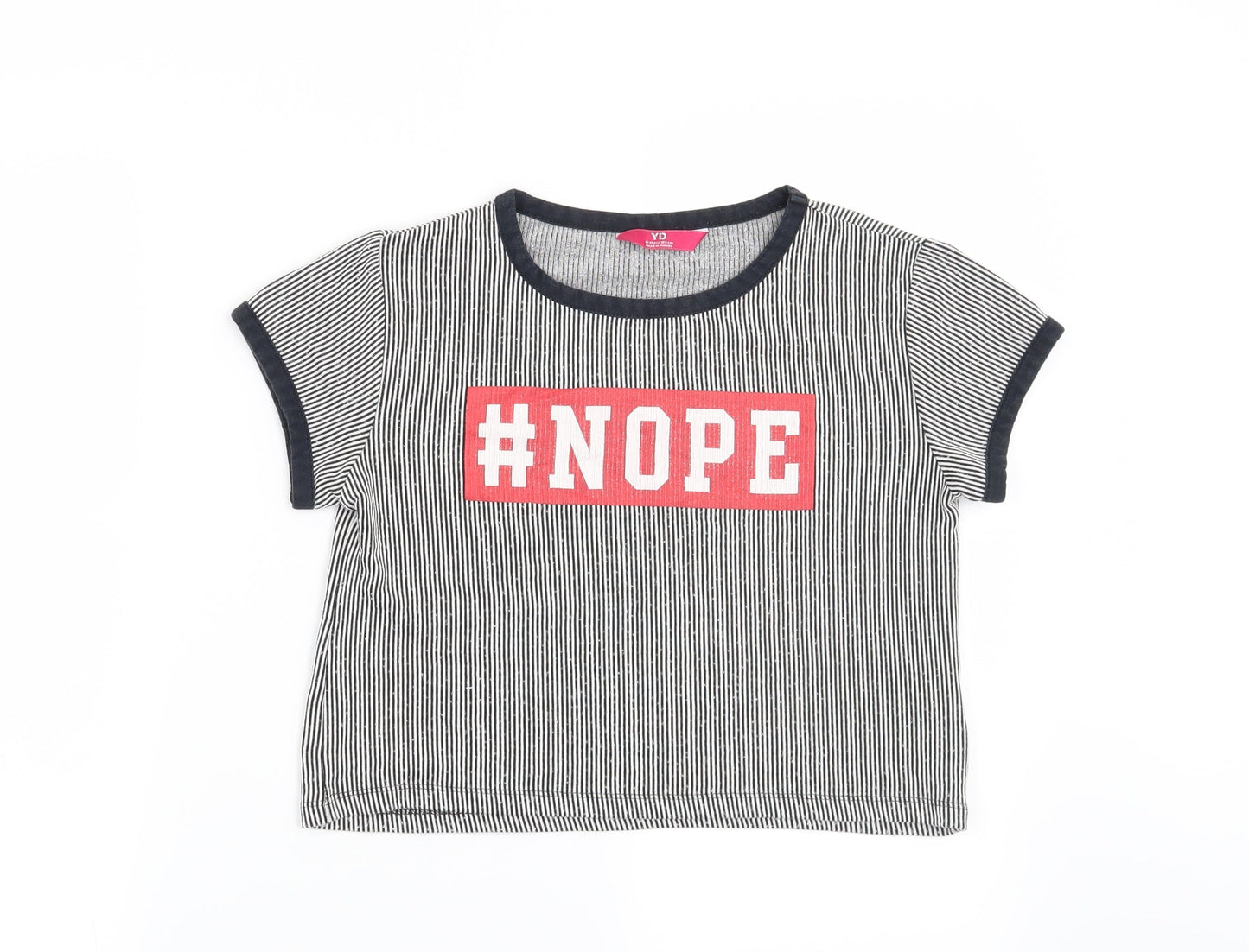 Young Dimension Girls Blue Striped  Basic T-Shirt Size 12-13 Years  - #Nope