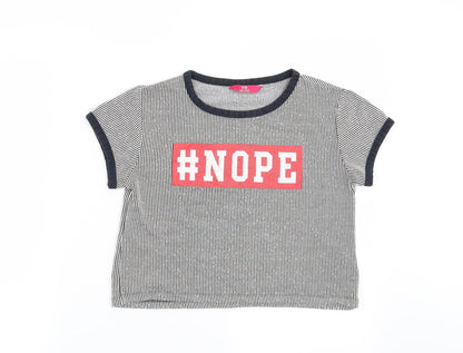 Young Dimension Girls Blue Striped  Basic T-Shirt Size 12-13 Years  - #Nope