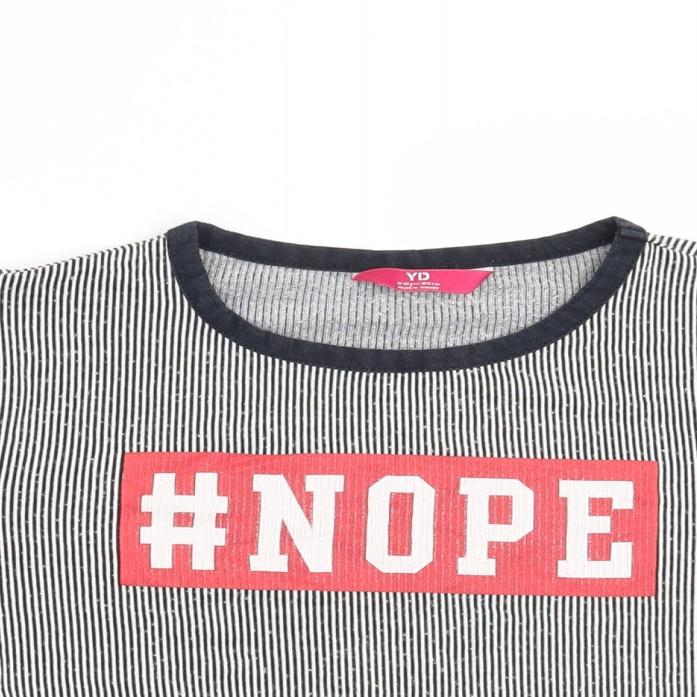 Young Dimension Girls Blue Striped  Basic T-Shirt Size 12-13 Years  - #Nope