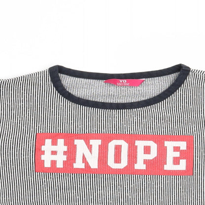 Young Dimension Girls Blue Striped  Basic T-Shirt Size 12-13 Years  - #Nope