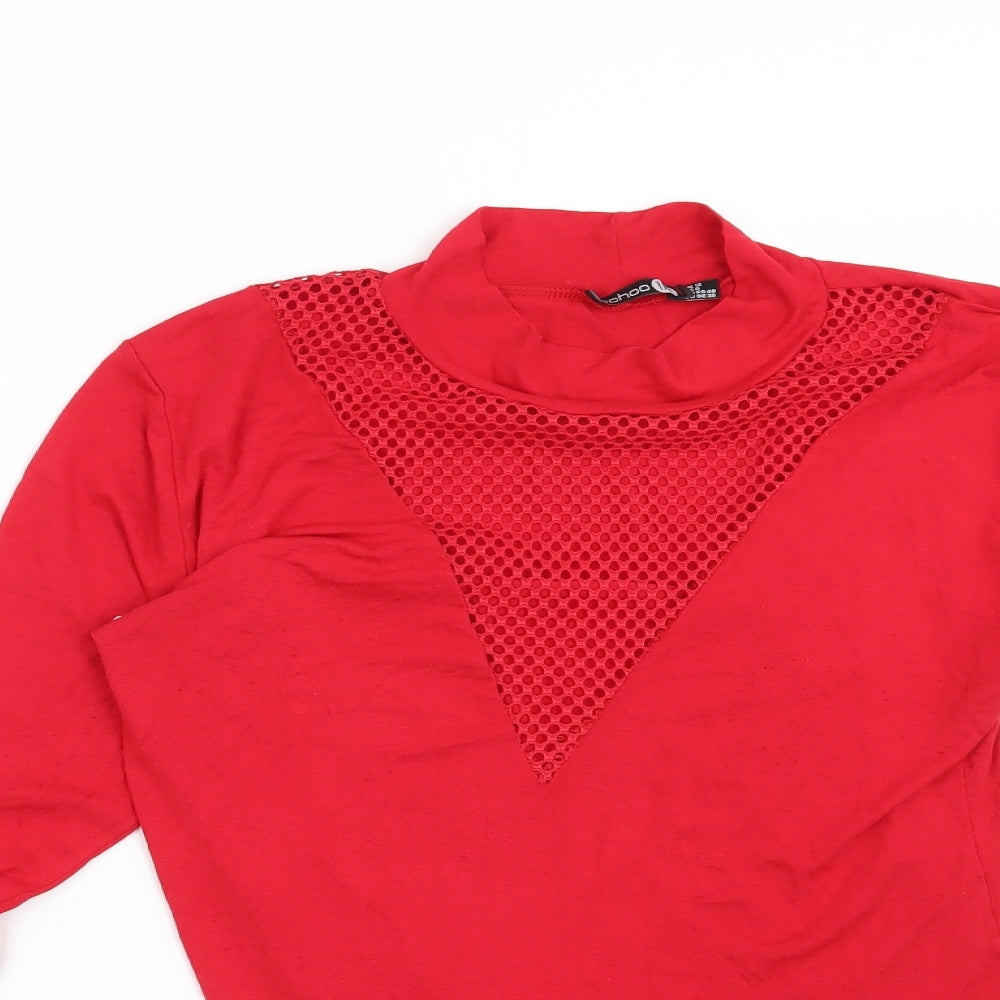 Womens UK Size 12 Boohoo Red Basic Blouse