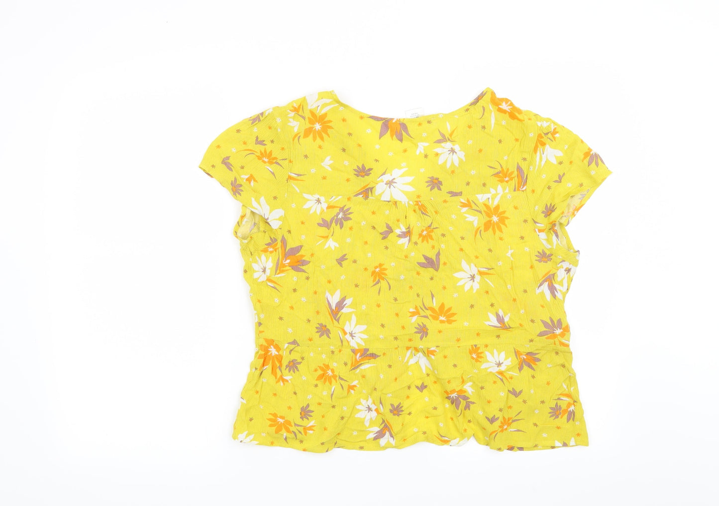 Urban Romantics Womens Yellow Floral  Basic Blouse Size L
