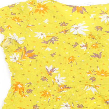 Urban Romantics Womens Yellow Floral  Basic Blouse Size L