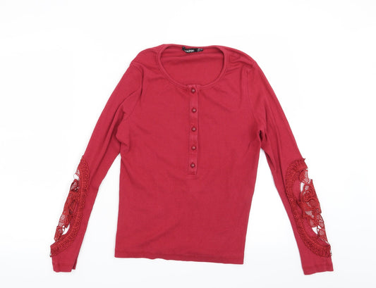Womens UK Size 10 Boohoo Red Basic Blouse