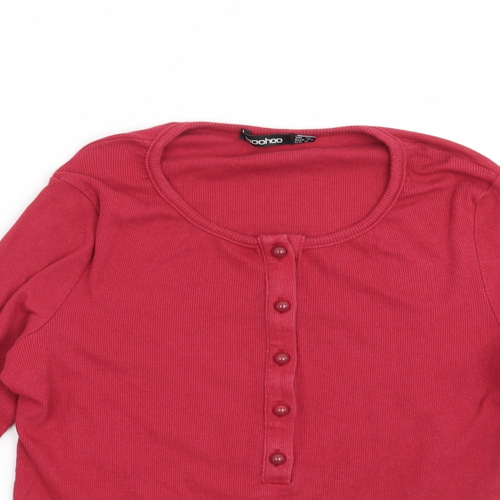 Womens UK Size 10 Boohoo Red Basic Blouse