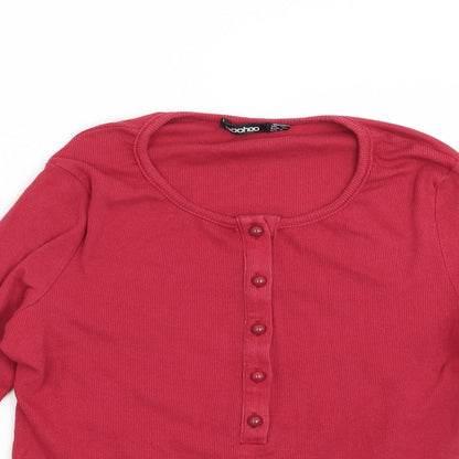 Womens UK Size 10 Boohoo Red Basic Blouse