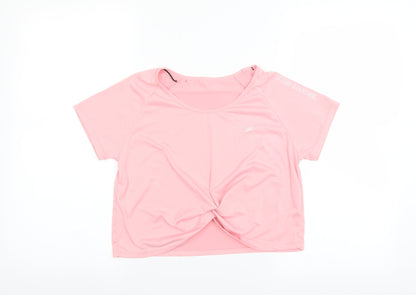 Preworn Womens Pink   Cropped T-Shirt   - twist front